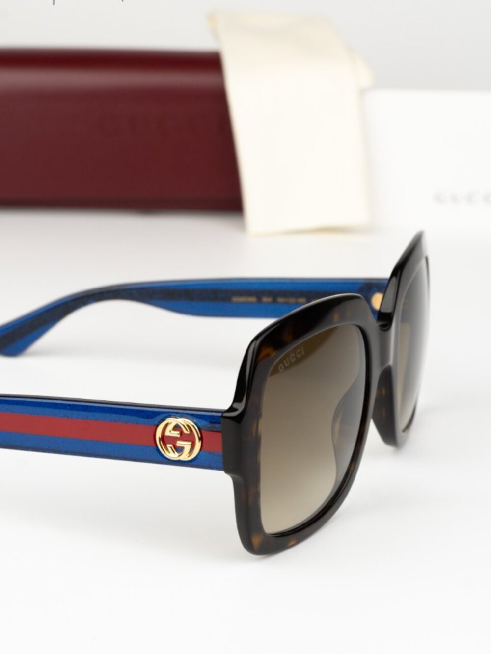 Gucci Women Sunglasses Havana Brown Gradient Square GG0036S 004 NEW AUTHENTIC - Picture 3 of 8